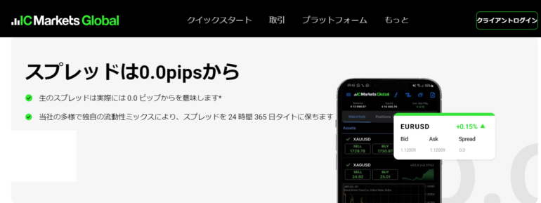 icマーケッツ　スプレッドは0.0pipsから